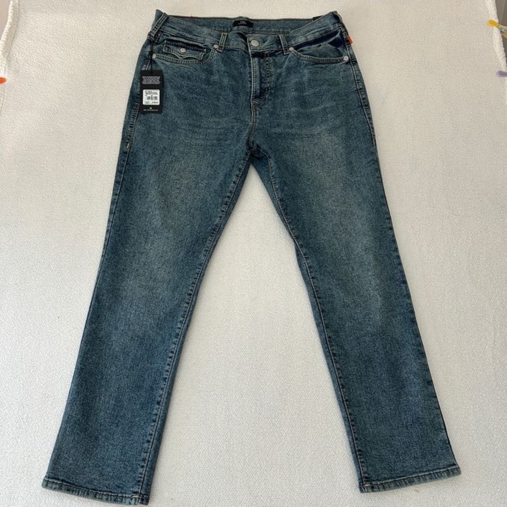 True Religion Geno Big T Flap Slim Jeans Medium Melting Wash 36x30 700219